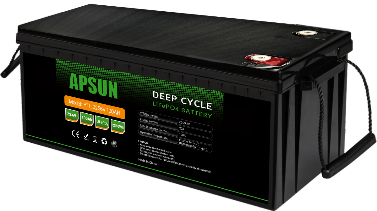 APSUN 25.6V 100Ah Lithium Battery Fiber Case